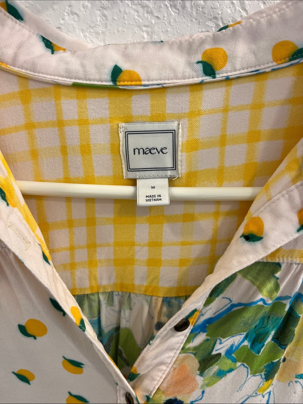Maeve Paz Buttondown Shirt by Maeve in Yellow & Green Mixed-Print Button Shirt - Picture 3 of 7